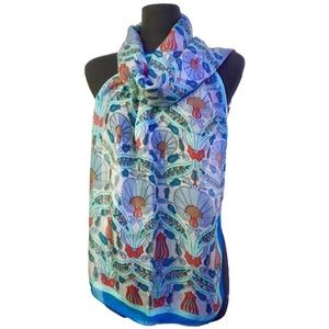 Authentic Silk Scarf with Flower Pattern